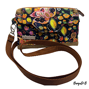 Bolsa Pequena Alça Transversal  Bege e Azul