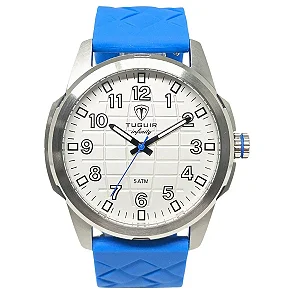 Relógio Masculino de Aço Tuguir Analógico Infinity 23-2236 Prata e Azul Original
