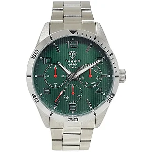 Relógio Masculino de Aço MultiFunção Tuguir Analógico Infinity TGI37058 Prata e Verde 10 ATM