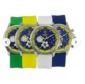 Relógio Masculino de Aço Tuguir Analógico Infinity TGI39001 Prata e Azul e Amarelo