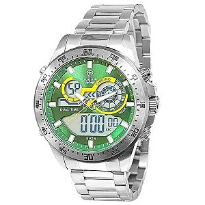 Relógio Masculino de Aço Tuguir AnaDigi Infinity TGI37021 Prata e Verde