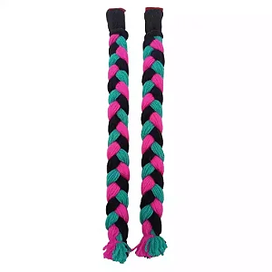 50cm - Par de Tranças para Capacete - Tiffany, Rosa e Preto