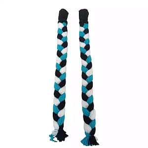 60cm - Par de Tranças para Capacete - Preto, Azul e Branco