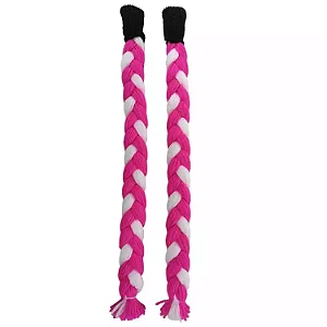 60cm - Par de Tranças para Capacete - Rosa e Branco