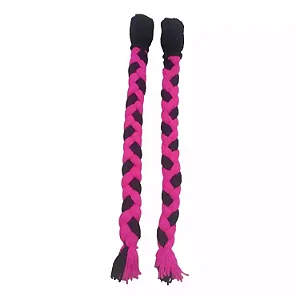 40cm - Par de Tranças para Capacete - Preto e Rosa