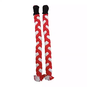 40cm - Par de Tranças para Capacete - Branco e Vermelho