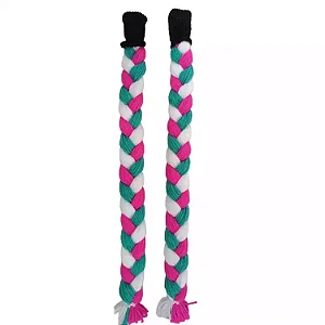70cm - Par de Tranças para Capacete - Branco, Rosa e Tiffany