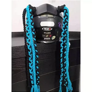 78cm - Para de Tranças para Capacete - Preto e Azul