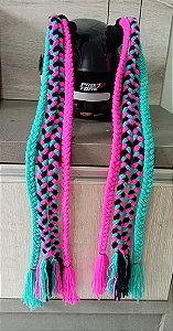 78cm - Para de Tranças para Capacete - Preto, Rosa e Tiffany