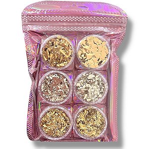 Kit Folha de Ouro Dourada 06 Potes