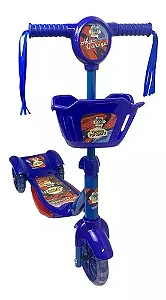 Patinete som e Luz com cesto até 50kg Azul 99toys