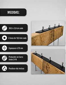 Kit 2 Chapa De Emenda Da Viga Com 4 Furos Para Telhados 38 cm