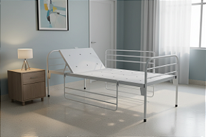 Cama Hospitalar Com Cabeceira Móvel e Grades
