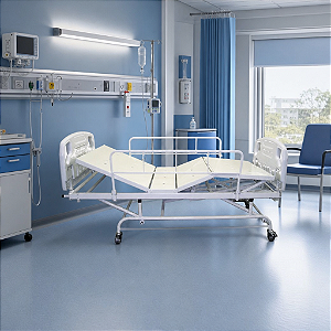 Cama Hospitalar Fowler Com Elevação De Altura Cabeceira e Peseira Injetada
