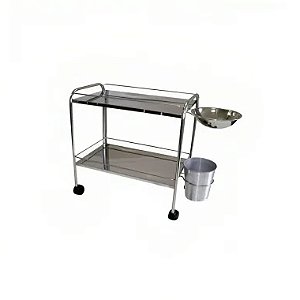 Carro Curativo Inox com Balde e Bacia