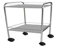 Mesa Auxiliar 90 x 50 x 80 Inox com Rodízios e Varandas