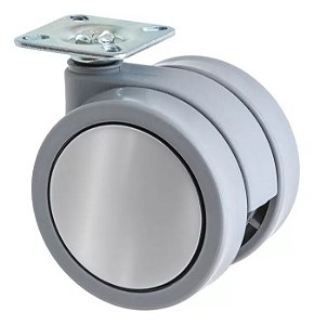 Rodizio cinza 65mm com chapa 38x38 sem freio