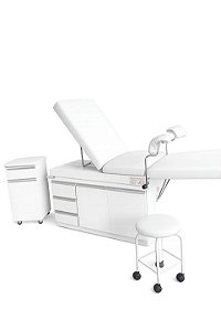 Kit Mesa ginecologica + mocho + Mesa Cabeceira hospitalar