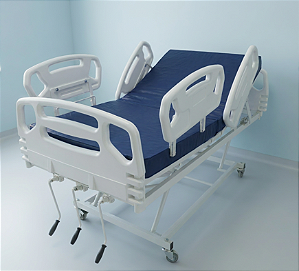 Kit Cama Hospitalar Fowler Injetada Elevação 3 Manivelas e Colchão D-33