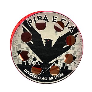 Carretilha Rosa de Madeira 11 Polegadas Rolamento Estampa:Pipa Cia
