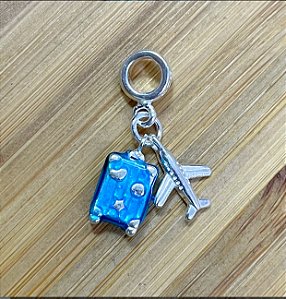 BERLOQUE PRATA AVIÃO E MALA