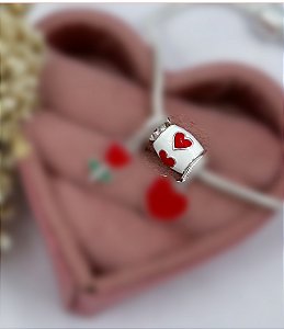 BERLOQUE PRATA BRANCO E CORAÇÃO