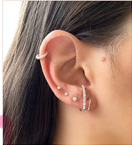 BRINCO PRATA EARCUFF COM ZIRCÔNIA