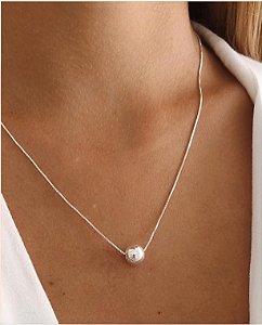 GARGANTILHA PRATA VENEZIANA BOLA 45 CM