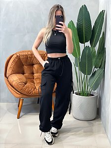 Calça em Alfaiataria Sensoriale Cargo Parachute Karen Ref. 1553 Tamanho:G;Cor:C