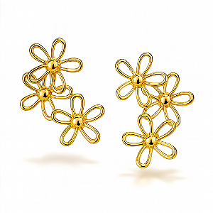BRINCO EAR CUFF FLORES TRIPLAS