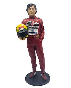 Estátua Ayrton Senna Colorido 40 cm Resina Troféu Colecionável Geek