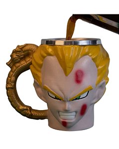 Caneca Copo 3D Vegeta Super Sayajin Resina Gamer Geek Colecionável