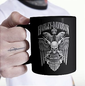 Caneca Cilíndrica Harley Davidson Preta