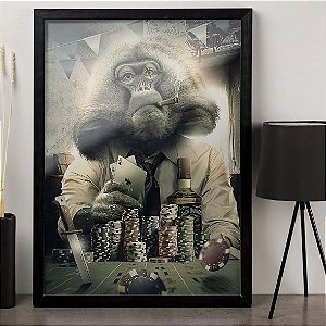 Quadro Macaco Gangster Poker Jack Daniels Vintage A3