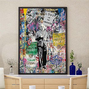 Quadro Albert Einstein Love Is The Answer Graffiti A3