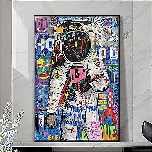 Quadro Astronauta First Man On The Moon Graffiti A3