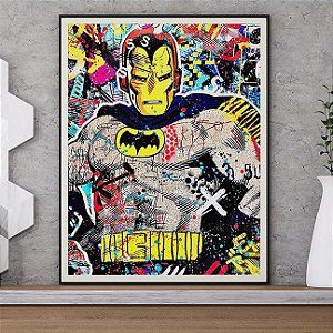 Quadro Batman Iron Man Graffiti A3