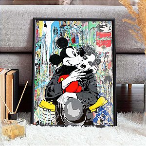 Quadro Charlie Chaplin Mickey Mouse Graffiti A3