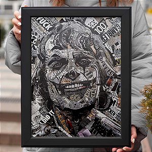 Quadro Joker Coringa Tipografia Joaquin Phoenix Arte Colagem A3