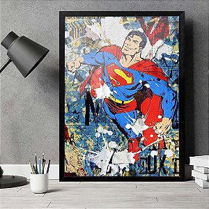 Quadro Super Homem Graffiti Pintura Quadrinhos Superman A3