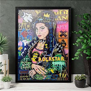 Quadro Amy Winehouse Cantora Rockstar Graffiti A3