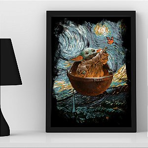 Quadro Baby Yoda Butterfly Star Wars A3