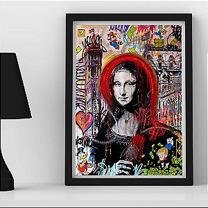 Quadro Mona Lisa Mario Bros Luigi Tio Patinhas Grafitti Pop Art A3