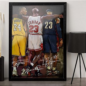 Quadro Kobe Bryant Michael Jordan Lebron James Basquete NBA A3