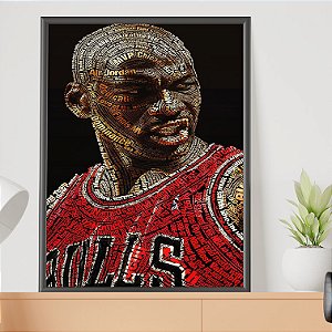 Quadro Michael Jordan Tipografia Arte Colagem A3