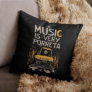 Almofada Music Is Very Porreta Brasilia Amarela Mamonas Assassinas 45x45
