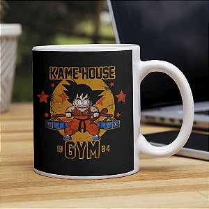 Caneca Kame House Goku Dragon Ball Z Academia GYM Anime Branca