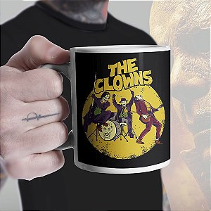 Caneca The Clowns Band Banda Dos Palhaços Joker Coringa DC Comics Branca