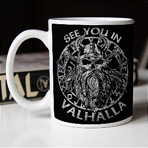 Caneca Vikings Vejo Você em Valhalla See You In Valhalla Ragnar Lothbrok Branca