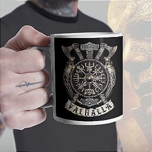 Caneca Vikings Valhalla Espera valhalla Awaits Ragnar Lothbrok Branca